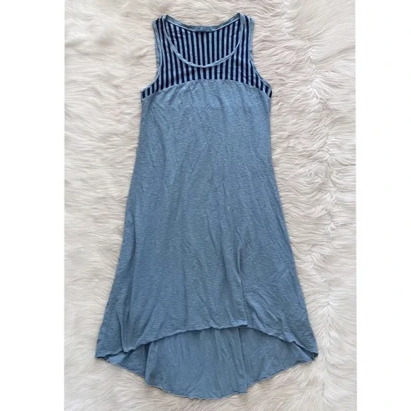 cut loose | Dresses | Cut Loose Light Blue Stripe Top Sleeveless Linen  Blend High Low Midi Dress | Poshmark
